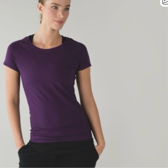 lululemon athletica Tops - Lululemon Let Be Short Sleeve Tee in Wee Stripe Tender Violet Black Size 6